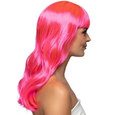 Perruque rose fluo longue femme