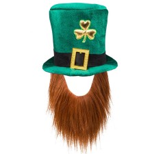 Chapeau de la Saint-Patrick avec fausse barbe d'Irlandais