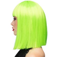 Perruque verte fluo aux cheveux mi-longs