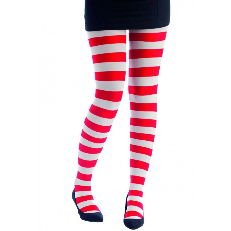 BESTOYARD Collants de Noël à rayures rouges et blanches sur les chaussettes  pour femmes filles taille libre,Blanc et Rouge,48 x 10 x 0,2 cm :  : Mode