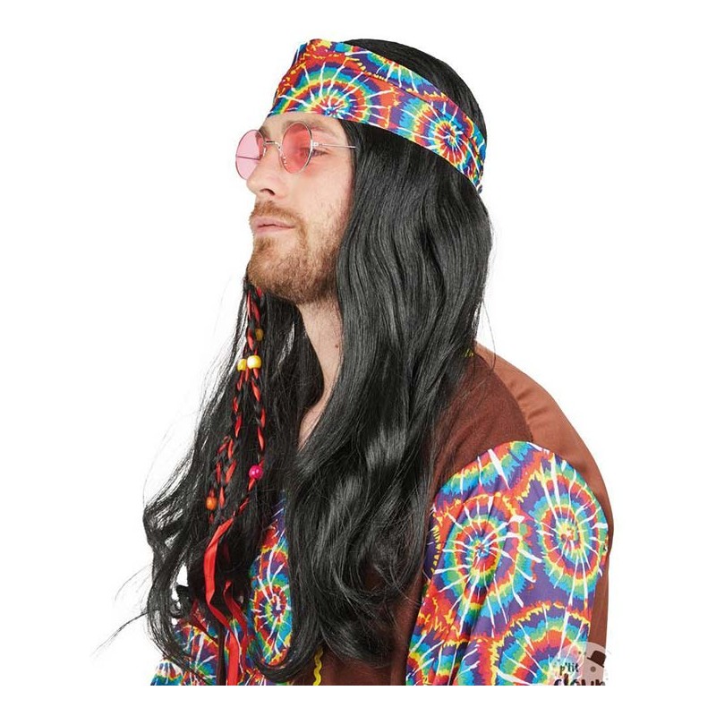 Hommes Garçons Hippie Costume Set Court Bouclé Cheveux Perruques